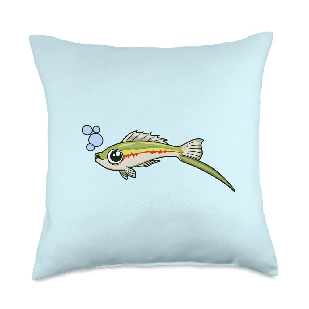 9244 Kawaii Green swordtail Throw Pillow